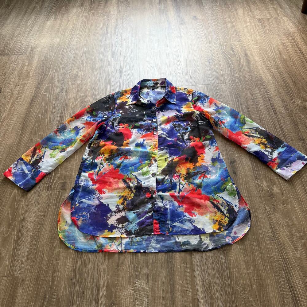 John‎ Mark Abstract Print Button Down Shirt Womens Small